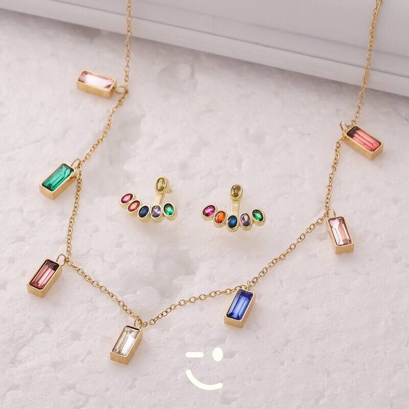 Ensemble en perles multicolores en acier inoxydable