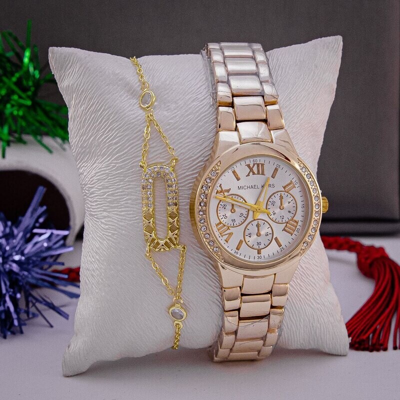 Ensemble de montre et gourmette en acier inoxydable