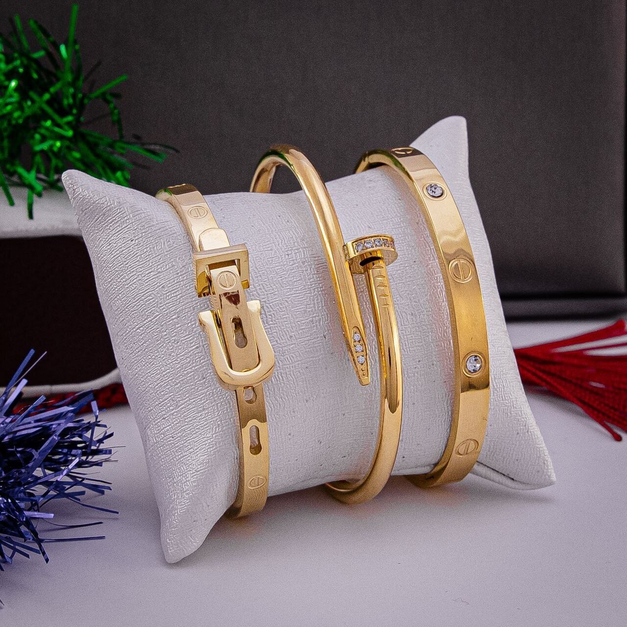 Ensemble de 3 bracelets en acier inoxydable