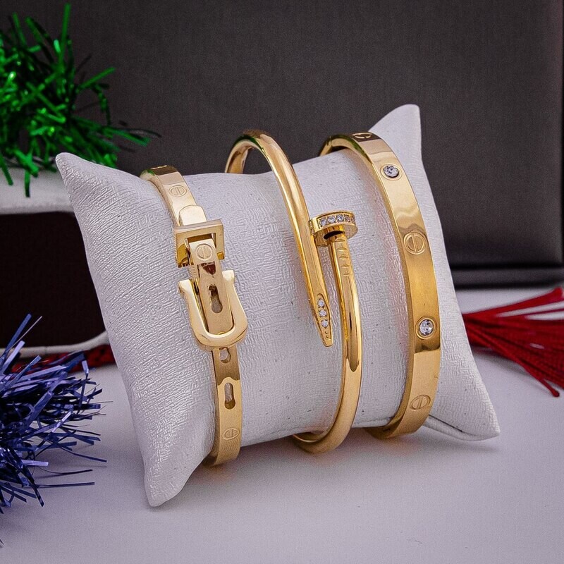 Ensemble de 3 bracelets en acier inoxydable