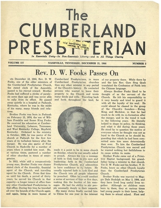 December 21, 1944, Cumberland Presbyterian Magazine