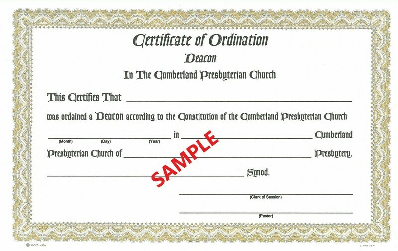 Certificate of Ordination - Deacon