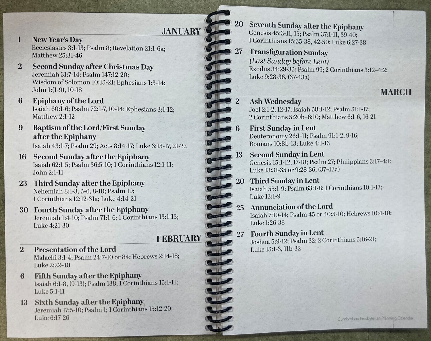 2022 Program Planning Calendar