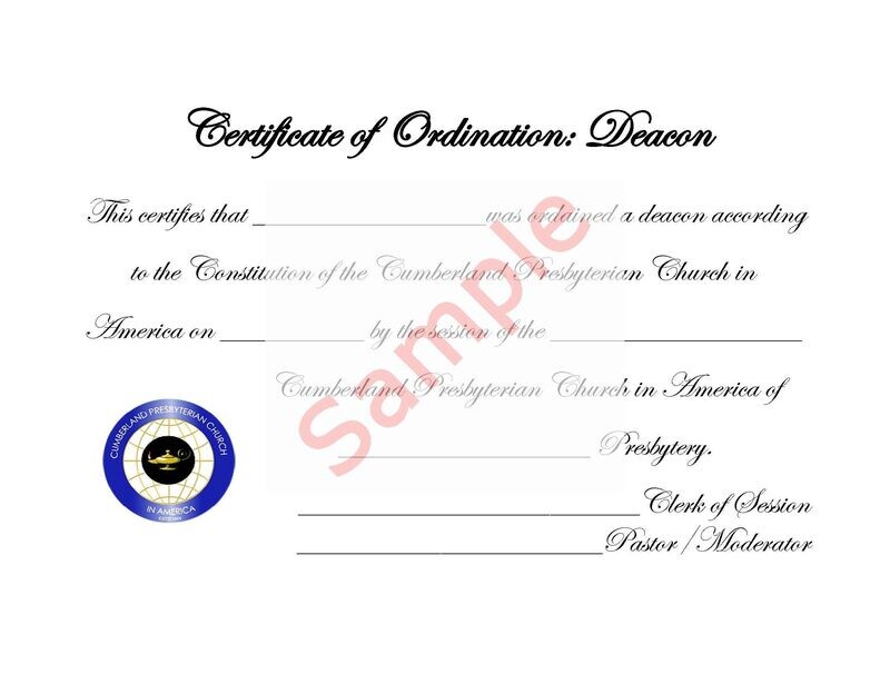 Certificate of Ordination Deacon (CPCA)