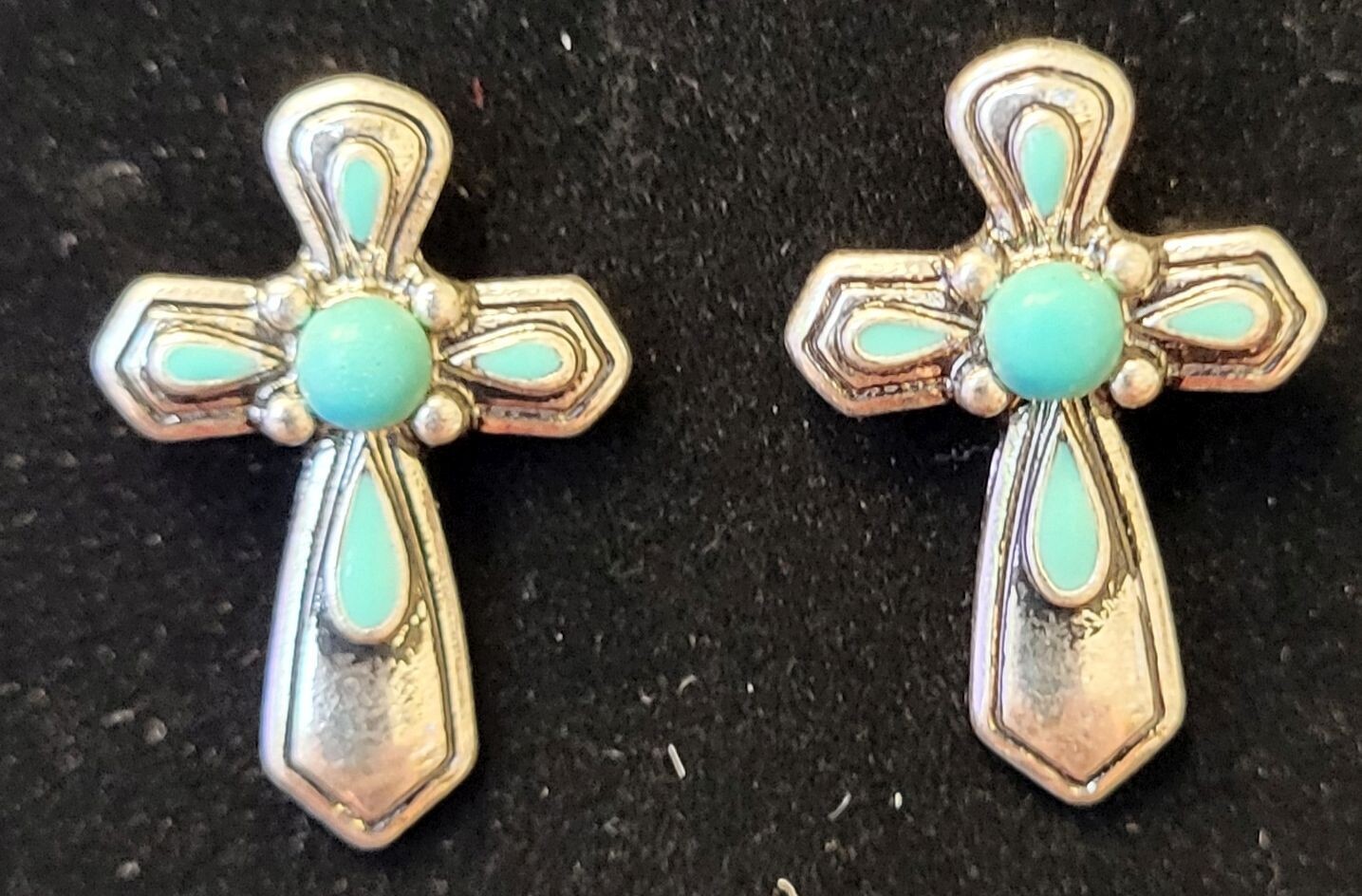 Turquoise Dansey Cross Earrings