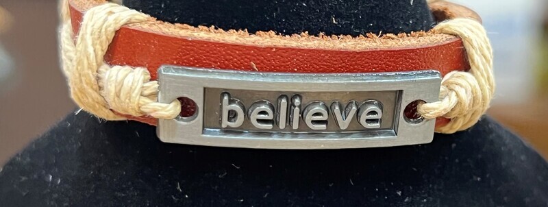 Leather Bracelet w/ Believe or Forgiven