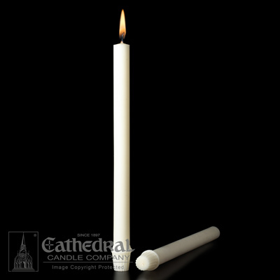 Candles: 7/8&quot; x 16&quot; 51% Beeswax Short 3&#39;S Self Fitting End (18 per box)