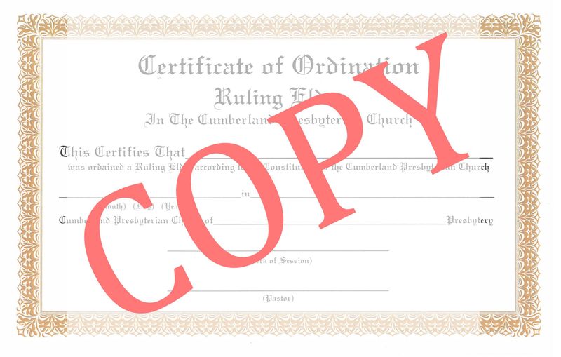 Certificate of Ordination - Ruling Elder (CPC)