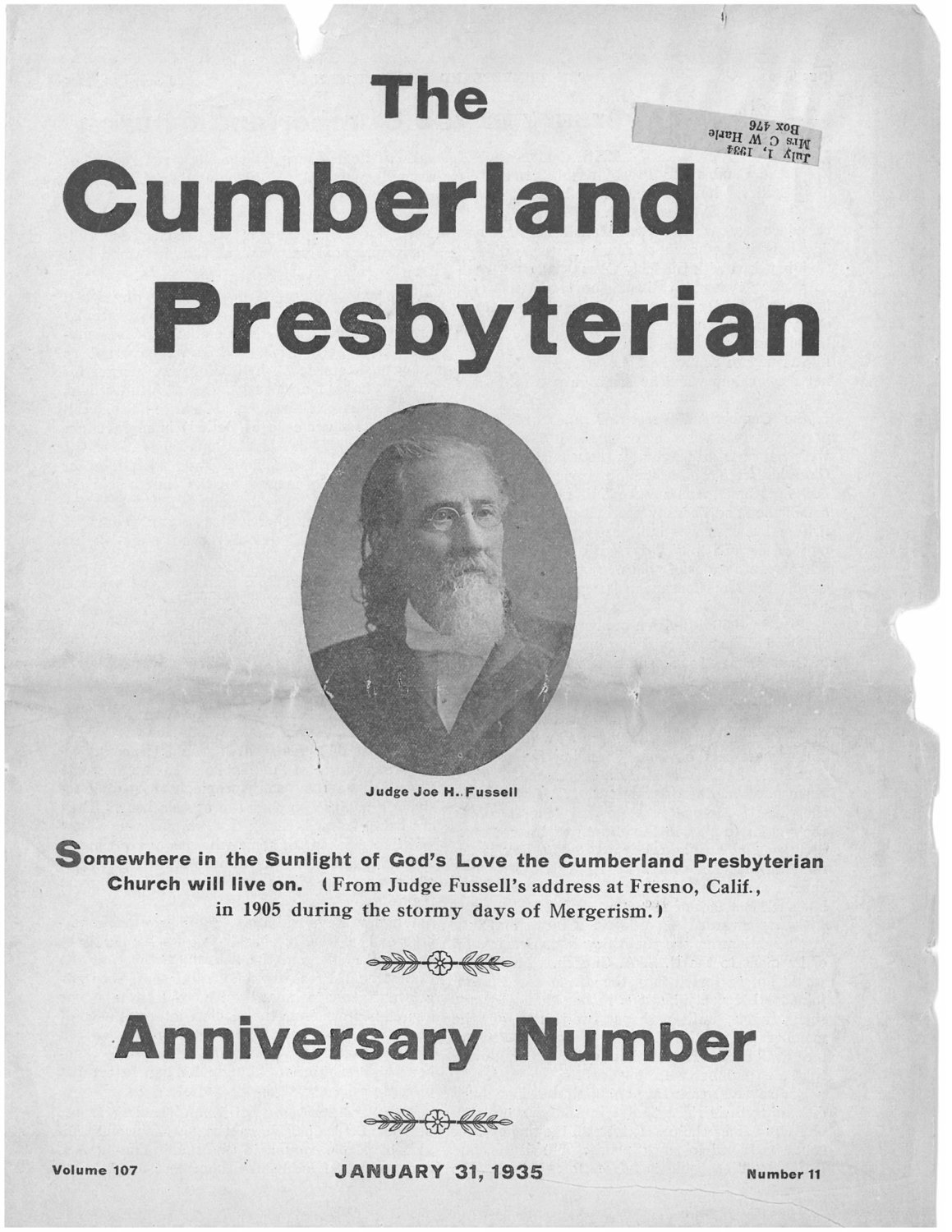 January 31, 1935, Cumberland Presbyterian Magazine