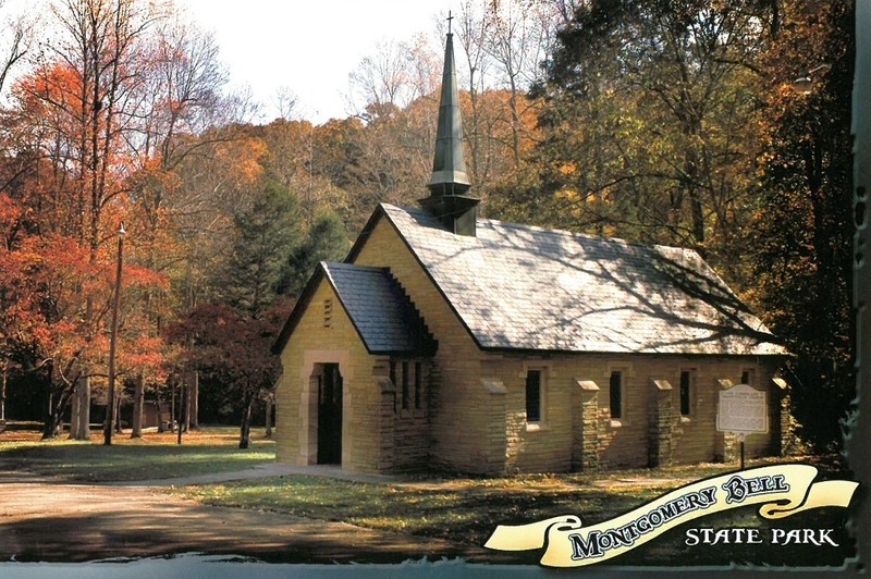 Montgomery Bell State Park - Cumberland Presbyterian Birthplace Shrine Chapel postcard (Fall)