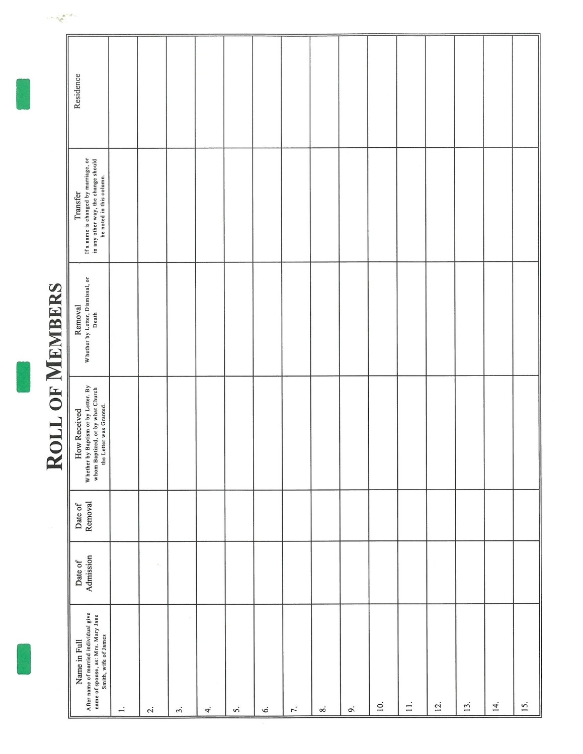Session Record Roll of Members Pages - 25 sheets - three post