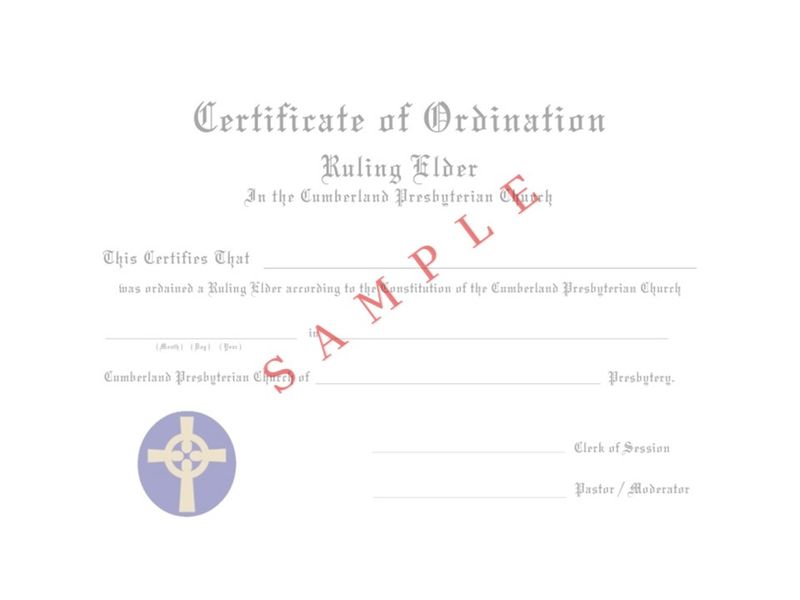 Certificate of Ordination - Ruling Elder (CPC)