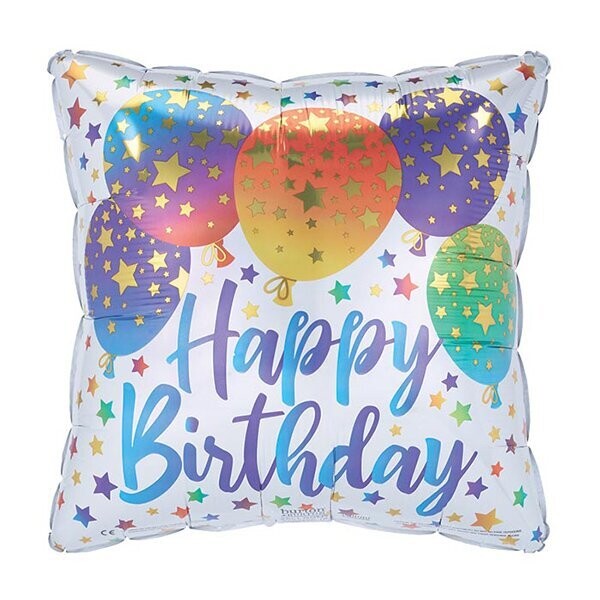 HBD 17"PKG BALLOONS STARS