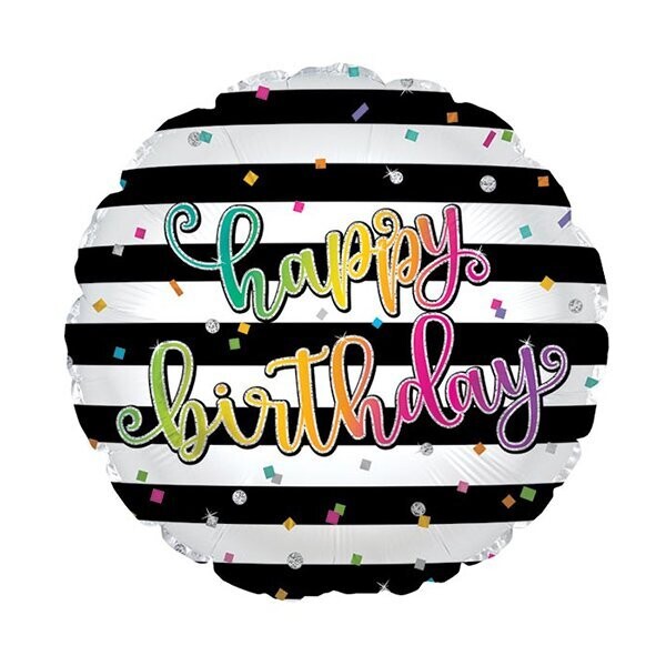 HBD 17" BLACK WHITE STRIPES
