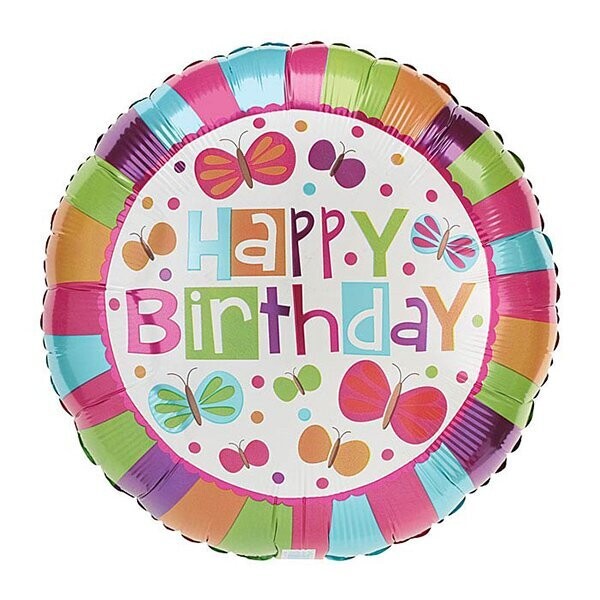 HBD 17"PKG HBD BUTTERFLIES