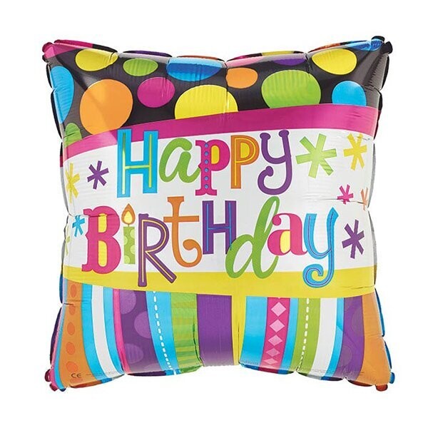 HBD 17"BIRTHDAY DOTS STRIPES