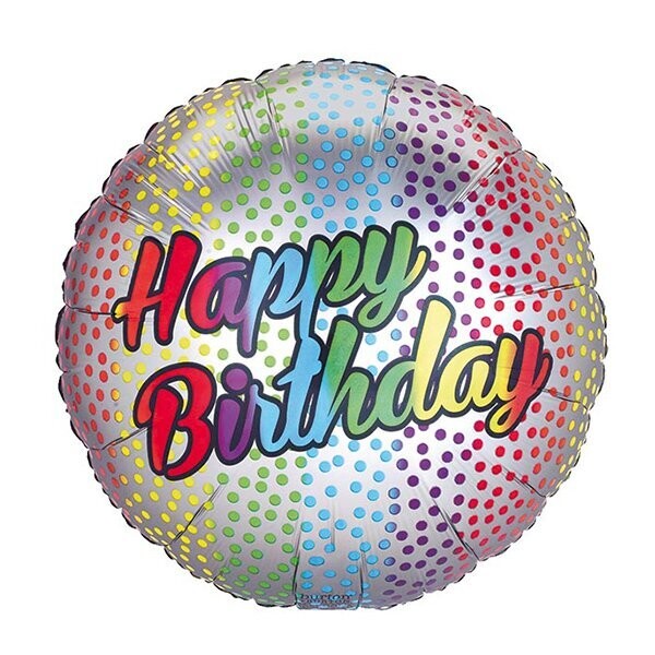 HBD 18"PKG RAINBOW DOTS