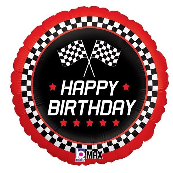 HBD 18"PKG CHECKERED FLAG