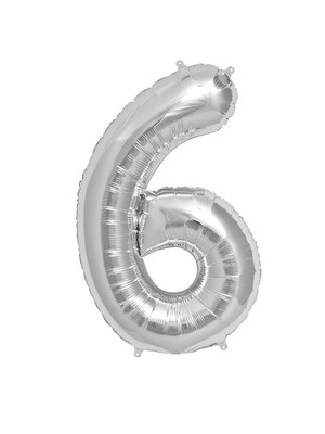 Number Balloon 6 - 7in Silver