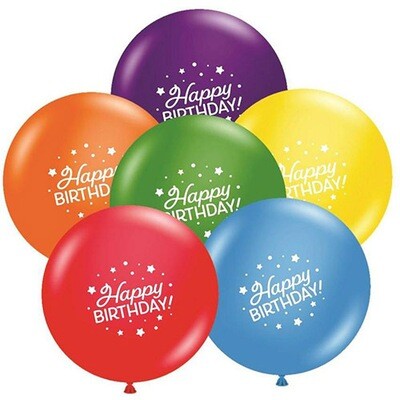 Tuftex 17in Whimsical Mix Happy Birthday Latex Balloons 100ct