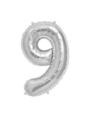 Number Balloon 9 - 7in Silver