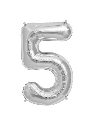 Number Balloon 5 - 7in Silver