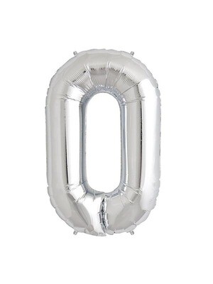 Number Balloon 0 - 26in Silver