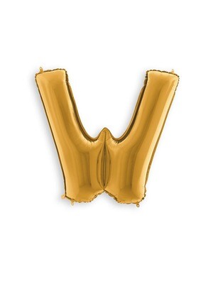 Letter Balloon W - 14in Gold