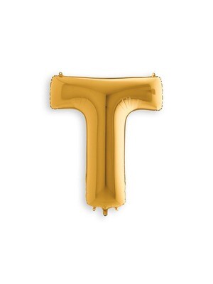 Letter Balloon T - 14in Gold