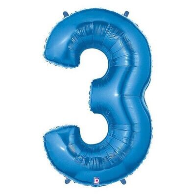 Number Balloon 3 - 26in Blue