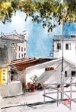 Corner shop. Watercolour Greeting cards/ Postcards/ Art prints of Hong Kong 小店 香港水墨淡彩賀卡/ 明信片／印畫