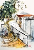 Autumn village Watercolour Greeting cards/ Postcards/ Art prints of Hong Kong  香港水墨淡彩賀卡/ 明信片／印畫