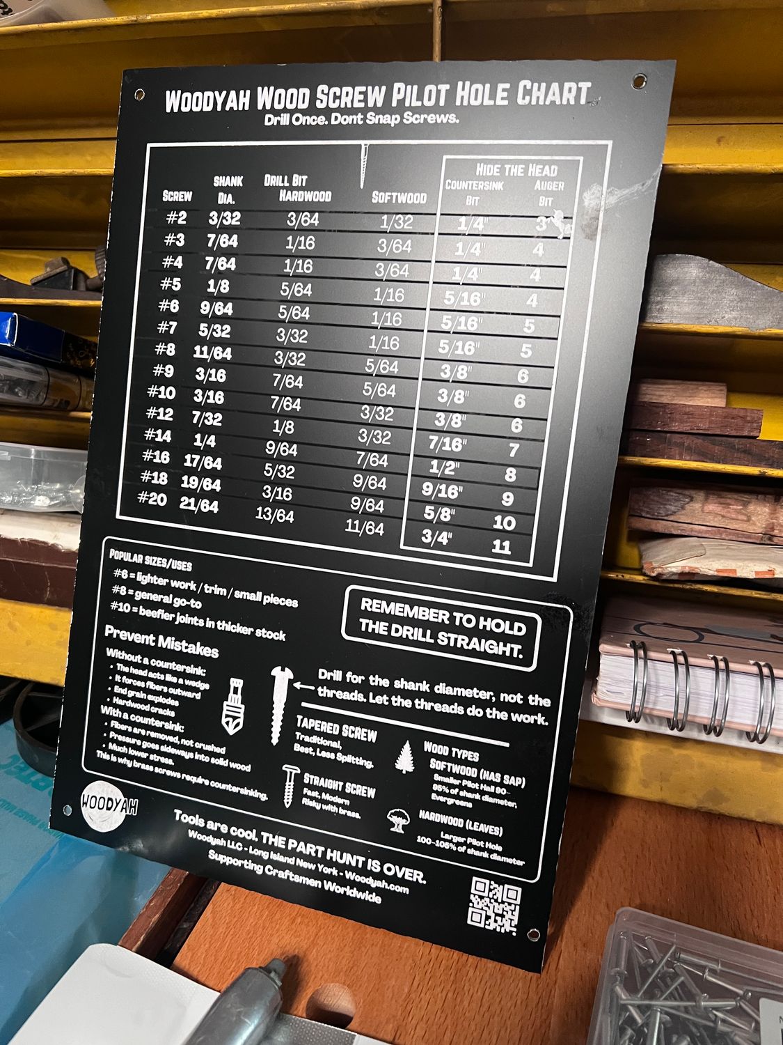 Wood Pilot Hole Guide - Wall Arcylic 7x11