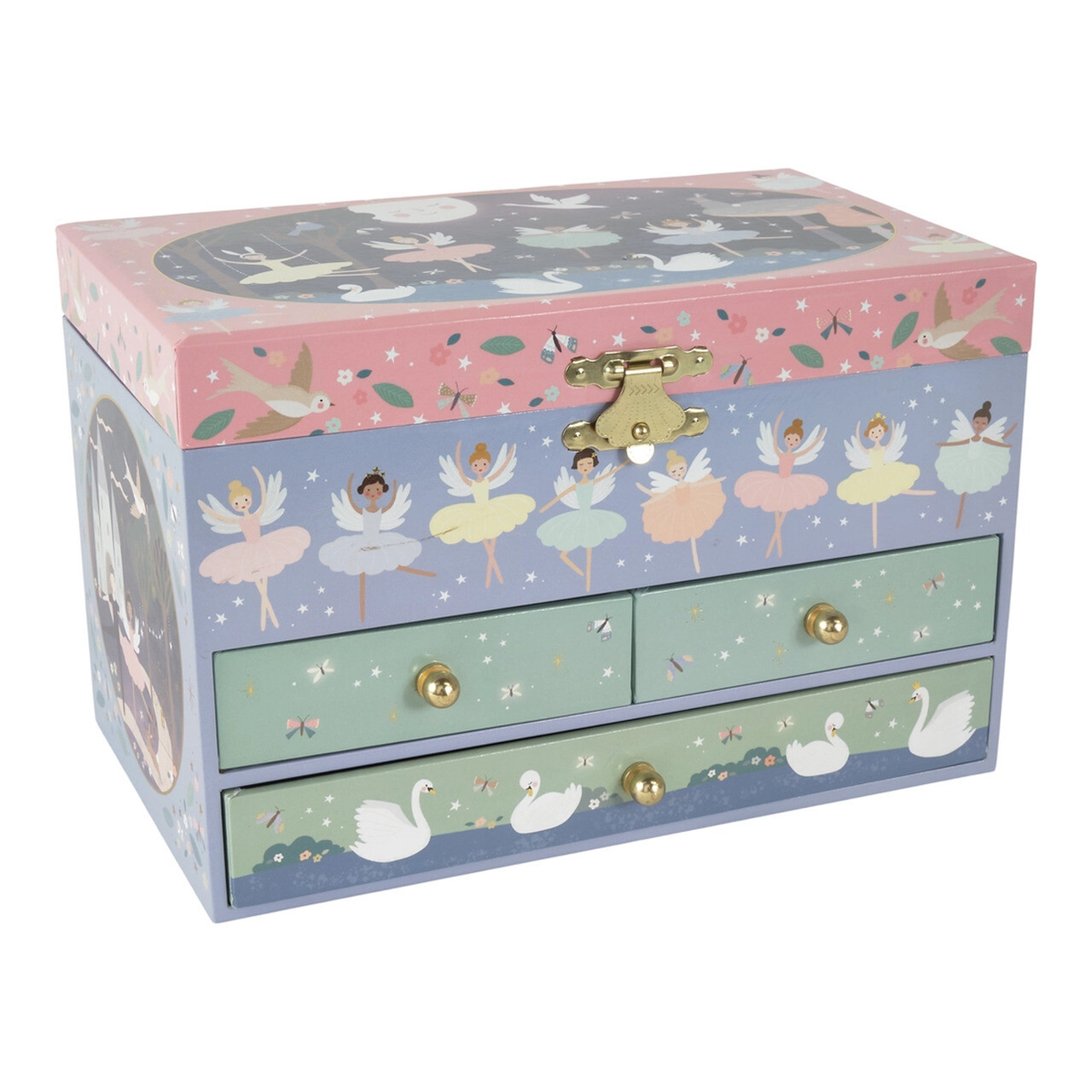 Musical Jewelry Box with 3 Drawers - Enchanted