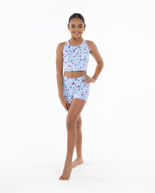 Keyhole Strap Tank Pale Blue Petals FM1639-PBP