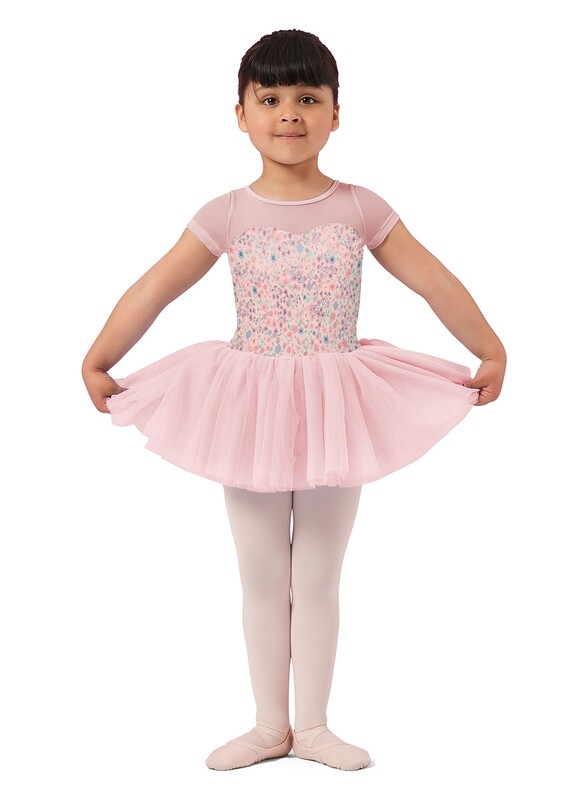 M1554C Floral Cap Sleeve Tutu PNK