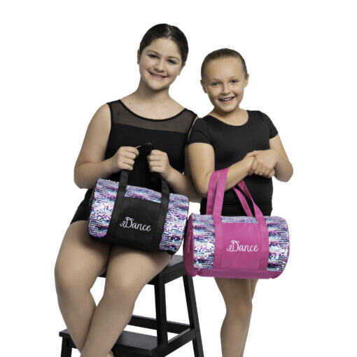 Black Striped Sequins Duffel 4401