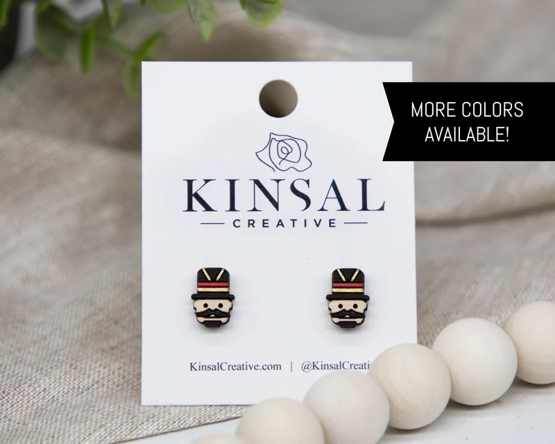 Nutcracker Wood Stud Earrings