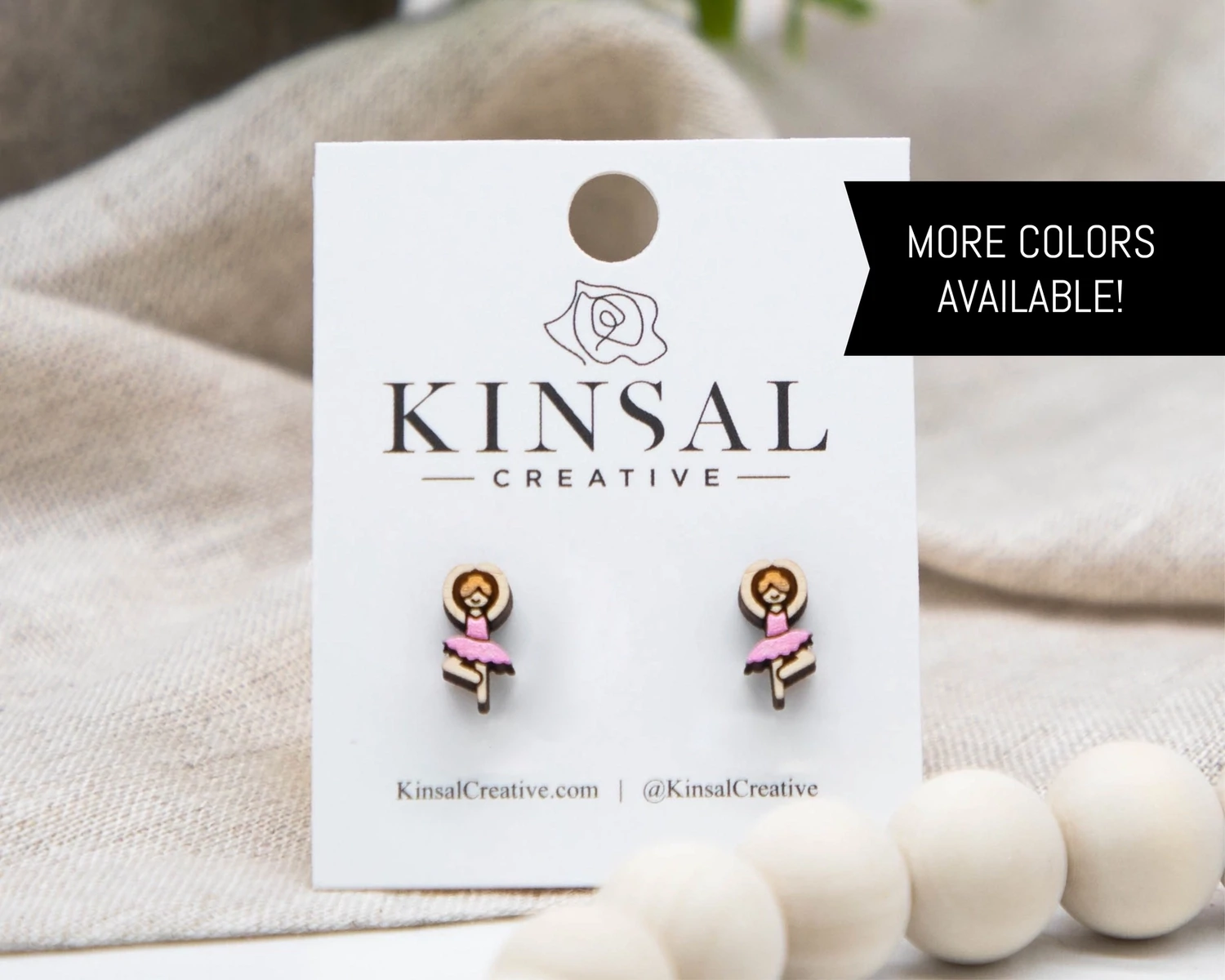 Ballerina Wood Stud Earrings