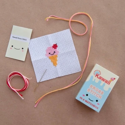 Ice Cream Mini Cross Stitch Kit In A Matchbox