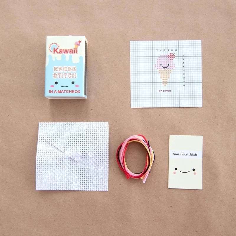Ice Cream Mini Cross Stitch Kit In A Matchbox