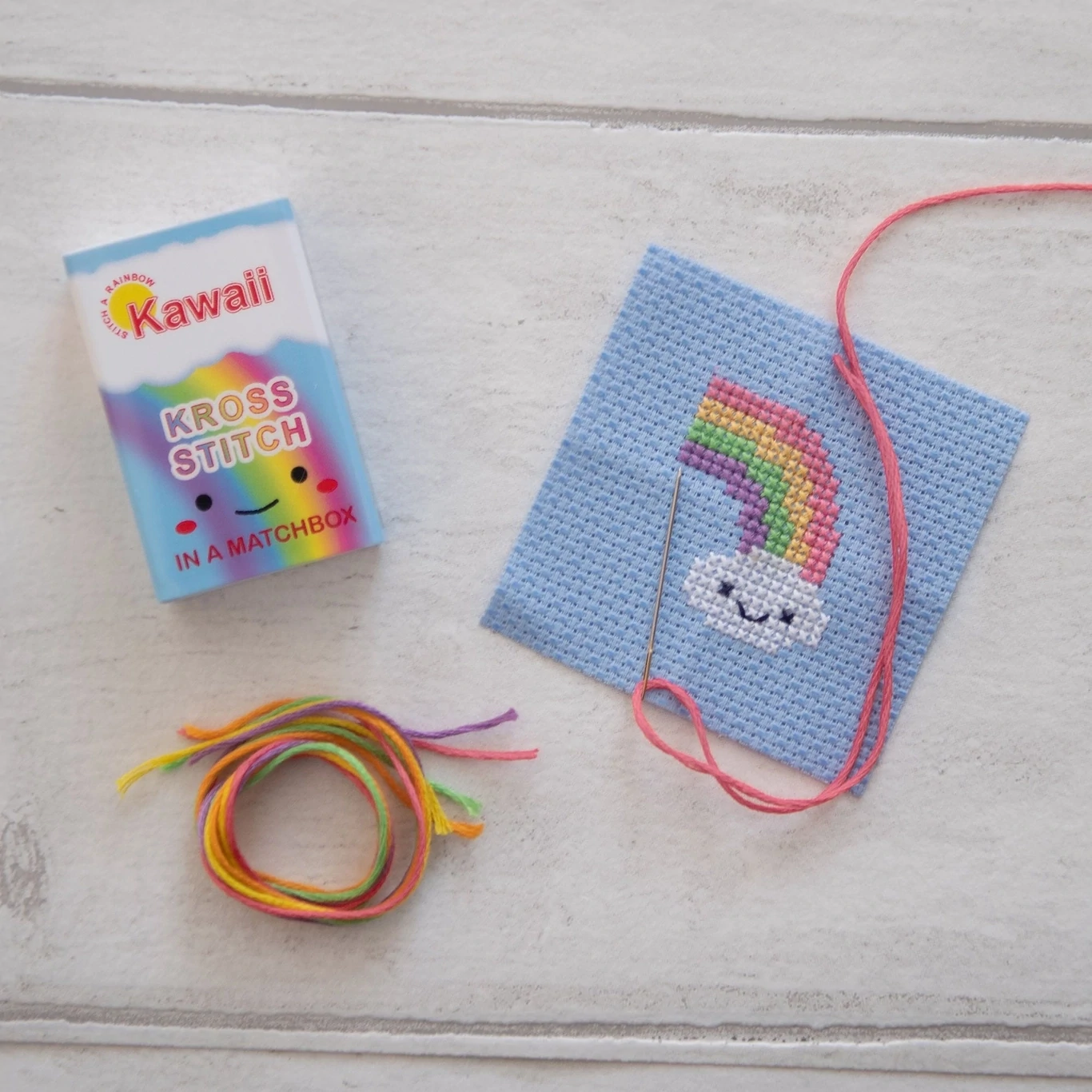 Rainbow Cloud Mini Cross Stitch Kit In A Matchbox