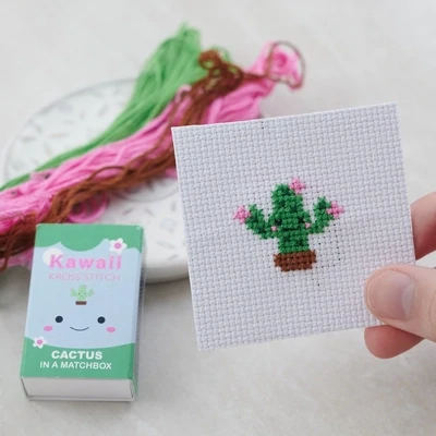 Cactus Cross Stitch Kit In A Matchbox