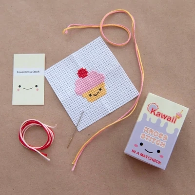 Cupcake Mini Cross Stitch Kit In A Matchbox