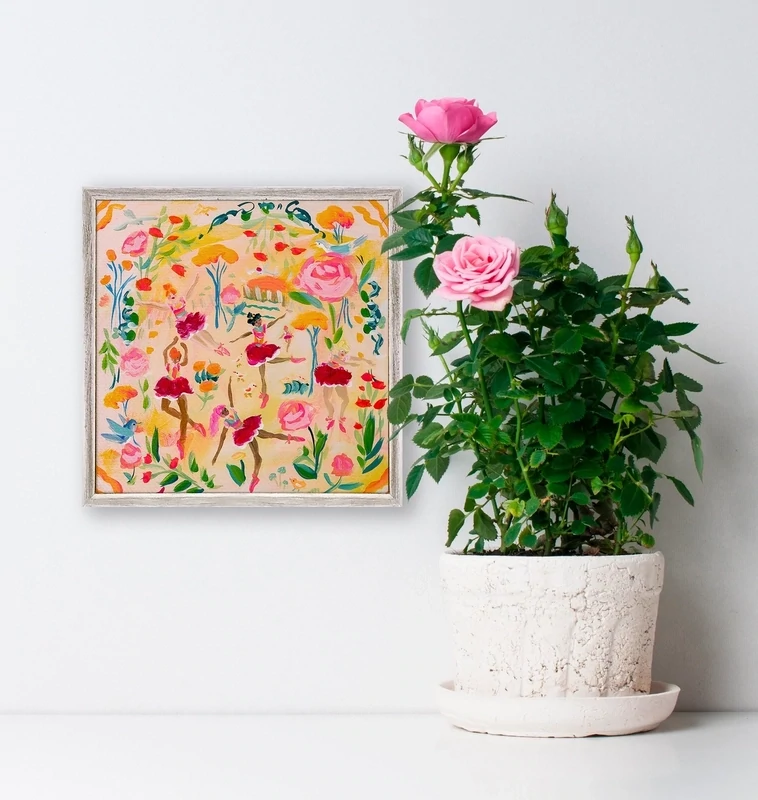 Ballerinas &amp; Blooms Mini Framed Canvas