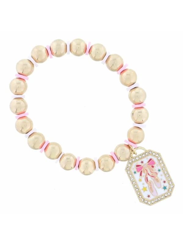 Ballet Slippers  Enamel Charm Bracelet JM6529B-1