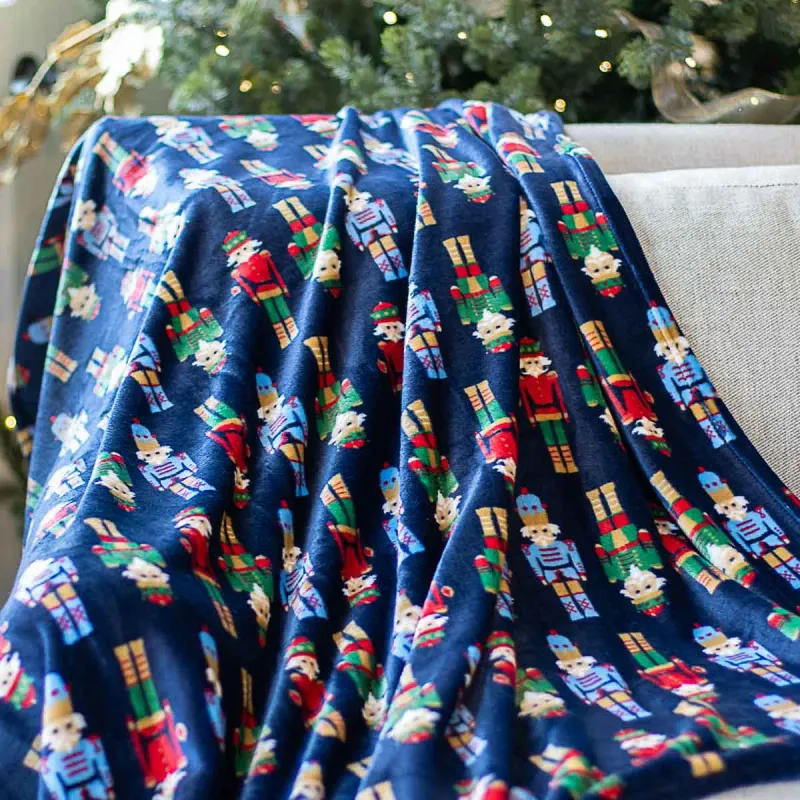 Nutcracker March Throw Blanket - Navy