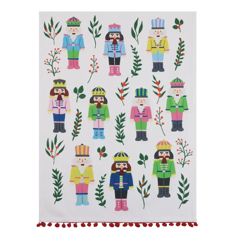 Vintage Nutcrackers W/Pom Pom Printed Towel 04RN309WC