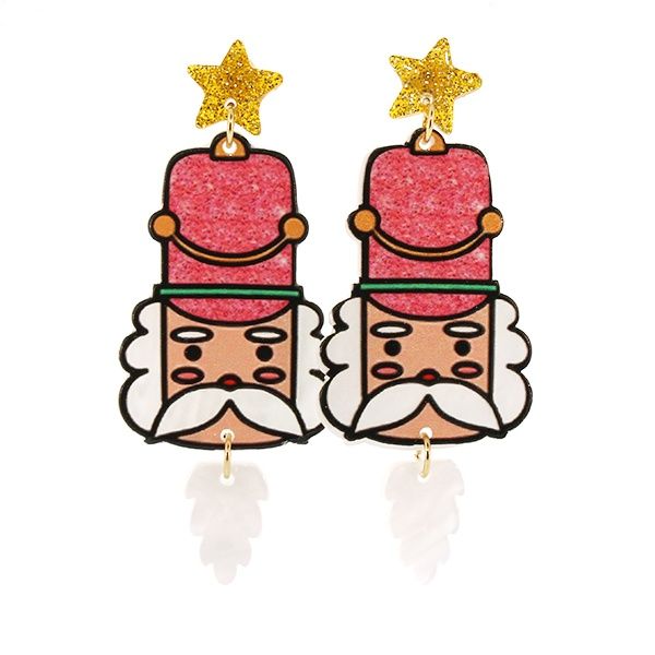 Resin Pink Nutcracker Earrings