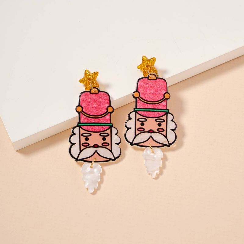 Resin Pink Nutcracker Earrings
